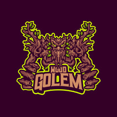 Wood Golem Mascot logo for esport and sport team