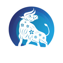 Bull New Year. Happy New Year. Chinese zodiac symbol of new 2021 year. Bull, ox, cow.