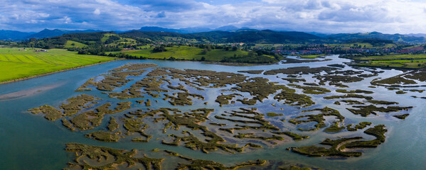 Tidal Marsh, Tidal Wetland (MARISMA), Low Tide, Marismas de Santoña, Victoria y Joyel Natural Park, Cantabria, Spain, Europe