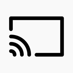 rectangle with wireless signal for wireless screen icon.