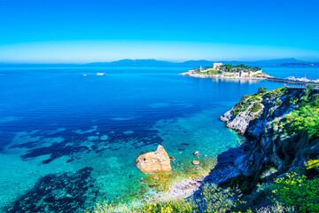 Kusadasi Town seascape view near Aegean Sea in Turkey