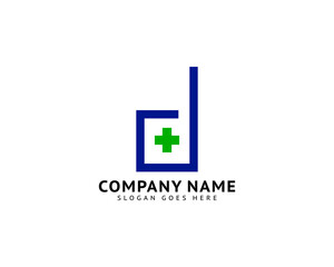 Initial Letter D Cross Plus Logo, Medical Health Care Logo Template Design