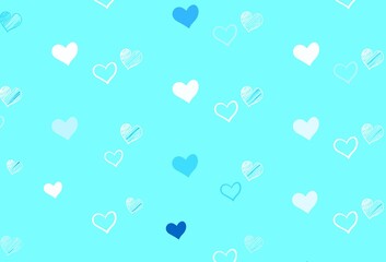 Light Blue, Green vector backdrop with sweet hearts.