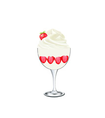 Strawberry ice cream in cup. vector