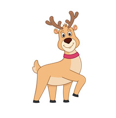 christmas reindeer rudolph. cartoon vector illustration. isolated on white background