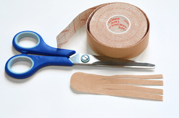 Kinesiological tape rolls. Anti-pain taping for athletes for weight loss, anti-wrinkle