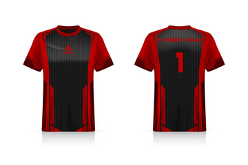 Specification Soccer Sport mockup , Esports Gaming T Shirt Jersey template. mock up uniform . Vector Illustration design