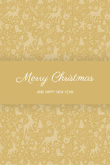 Christmas greeting card with ornaments. Vector