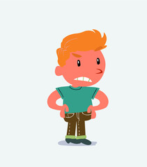  Angry cartoon character of little boy on jeans