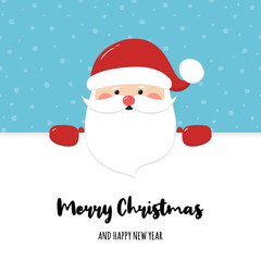 Fototapeta na wymiar Christmas greeting card with happy Santa Claus. Vector