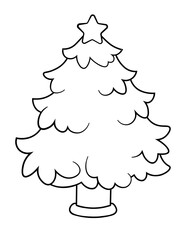 Coloring page of a Christmas tree. Vector black and white illustration isolated on white background.