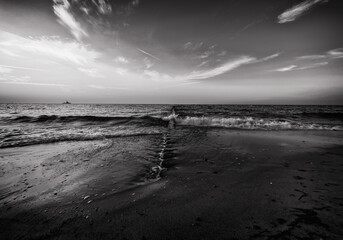 the beach at sunset