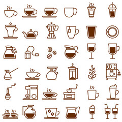 Coffee and Tea icons set