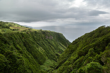 Fototapeta na wymiar Panorama Ile de Faial aux Açores en été