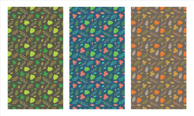 set of seamless Leaves patterns