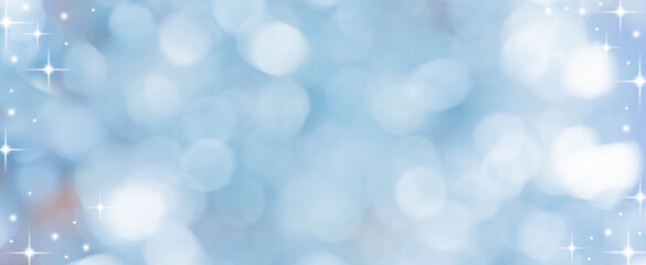 abstract blur blue color background with star glittering light for merry christmas and happy new...