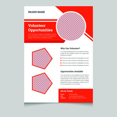 Volunteer Opportunities Recruitment  Corporate Business Flyer poster pamphlet brochure cover design layout background, vector template in A4 