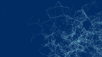 Abstract background with moving dots and lines. Network connection structure. Vector futuristic illustration. Digital technology design.