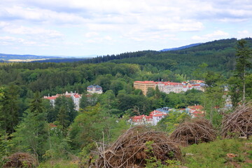 Aerial view to Marianske Lazne famous spa town in Czech Republic, Central Europe