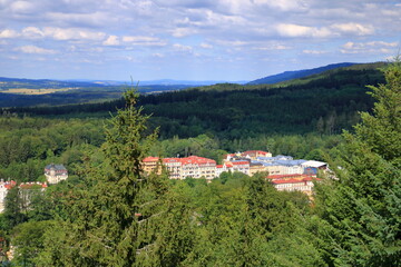 Aerial view to Marianske Lazne famous spa town in Czech Republic, Central Europe