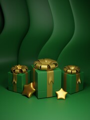 Christmas gift box with ribbon