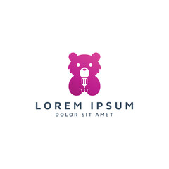bear and spatula negative space logo design