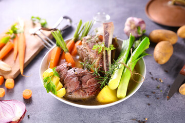 beef,  broth and vegetables