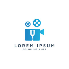 movie and spatula negative space logo design