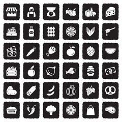 Market Place Icons. Grunge Black Flat Design. Vector Illustration.