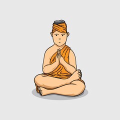 illustration of a hermit with an orange color concept as a form of gratitude