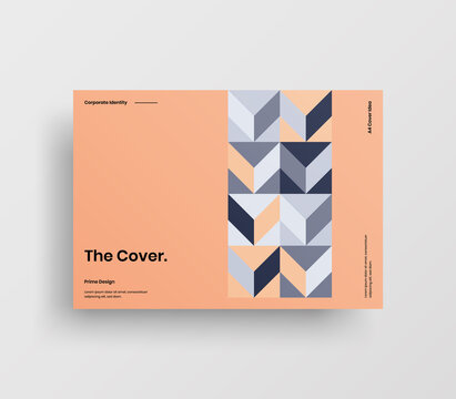 Creative Business Abstract Horizontal Front Page Vector Mock Up. Corporate Geometric Report Cover Illustration Design Layout. Company Identity Brochure Template.