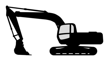 The silhouette of the excavate on a white background.