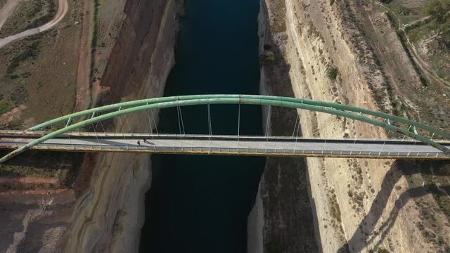 Corinth Canal. Drone video. Greece footage of Corinth Canal in the Aegean Sea