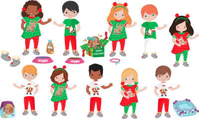 New Christmas doggie, Christmas children