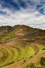 Fototapeta na wymiar Inca ruins and terraces at Qantus Raqay - Sacred Valley - Peru