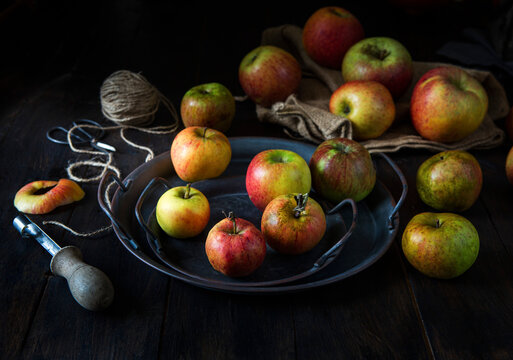 Autumn apples with apple corer