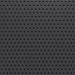 Perforated leather abstract black background, texture with regular perforated dots. 3D-rendering