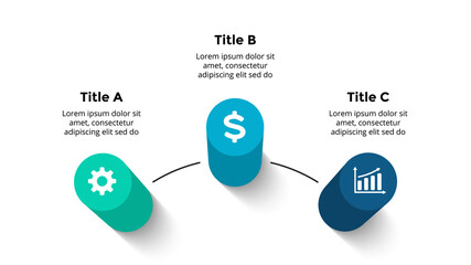 3D Vector Perspective Infographic. Presentation slide template. 3 step options. Chart concept. Colorful creative info graphic design.