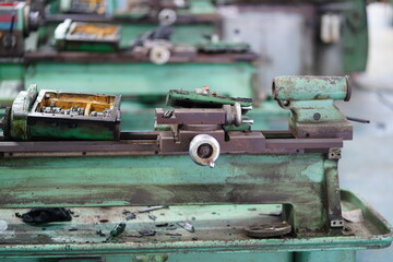 Fototapeta na wymiar Preventive machine maintenance and retrofit in the machine shop.