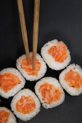 Sushi on dark background