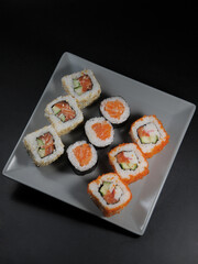 Sushi on dark background
