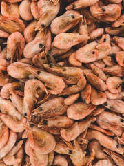 close up of frozen shrimps