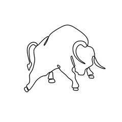 Bull, continuous line drawing, Chinese New Year, isolated vector illustration, tattoo, print and logo design, silhouette single line on a white background. 