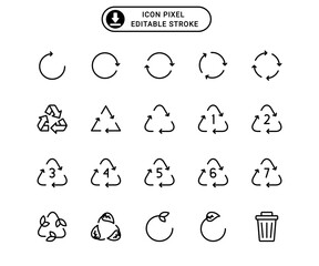 Recycle icon set vector. Editable strok.