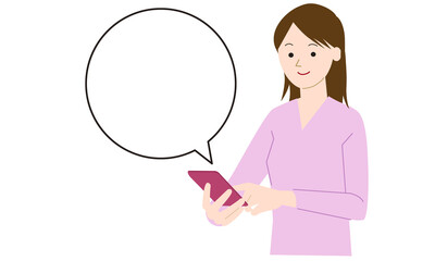Illustration of a woman using a mobile phone