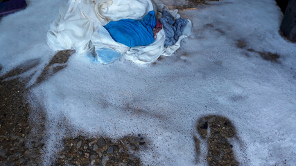 Bubble stains, detergent, rags Throwing down the sewer without treatment is a serious environmental damage.