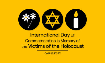 Vector illustration on the theme of International day of commemoration in memory of the victims of the Holocaust, observed each year on January 27 across the globe. - obrazy, fototapety, plakaty