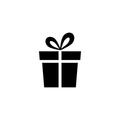 Gift box icon. Holiday concept silhouette present box. Vector illustration isolated on white.