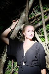 A young girl in an old ruined Fort. India