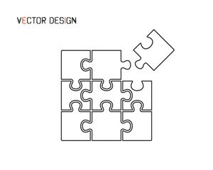 The puzzle is white with an outline. A vector object on an isolated white background.